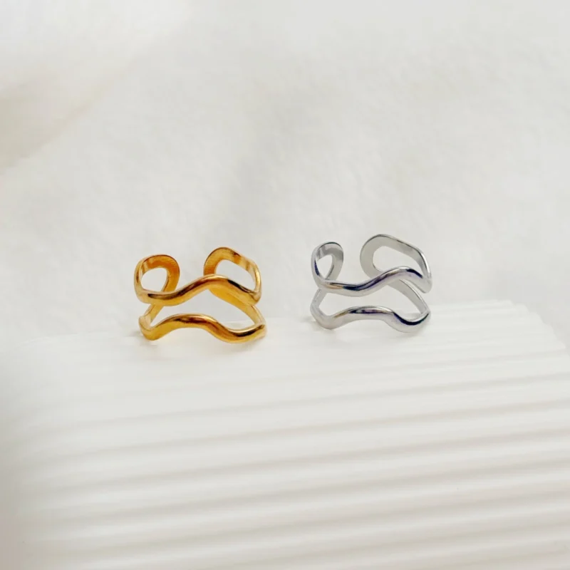 ANILLO DOBLE ONDA 020A - JOLIE, JOYERIA Y ACCESORIOS