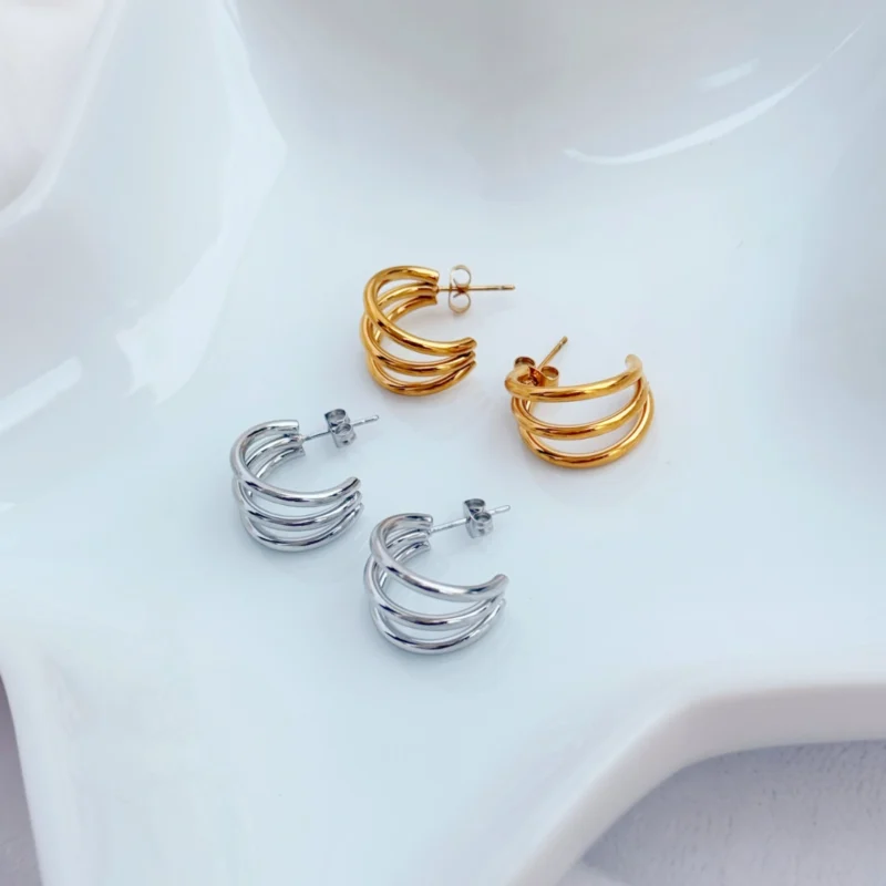 ARETES TRIPLE 01B - JOLIE, JOYERIA Y ACCESORIOS